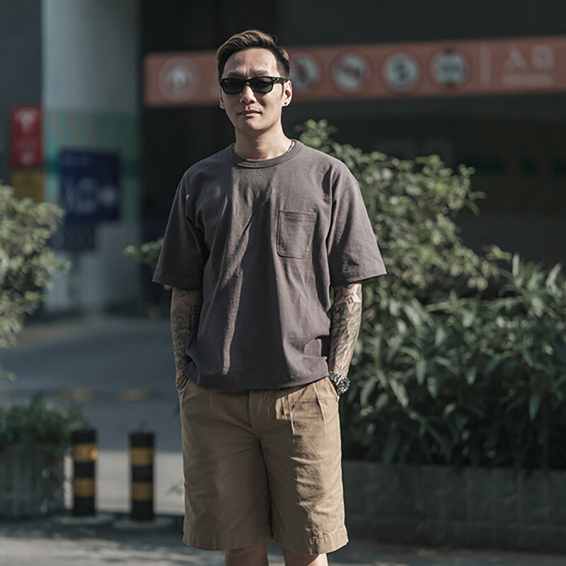 NON STOCK Drop Shoulder Pocket T-Shirt Loose Fit Men's Heavyweight Cotton Tee gallery