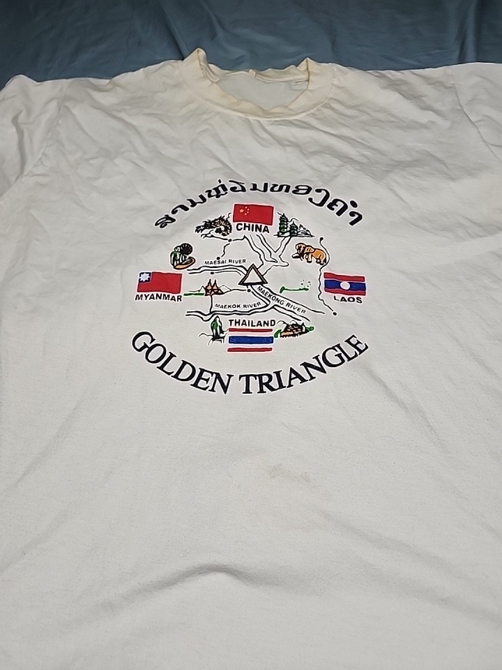 Vintage Golden Triangle T Shirt China Thailand Drug Trade Trafficking Size XL gallery