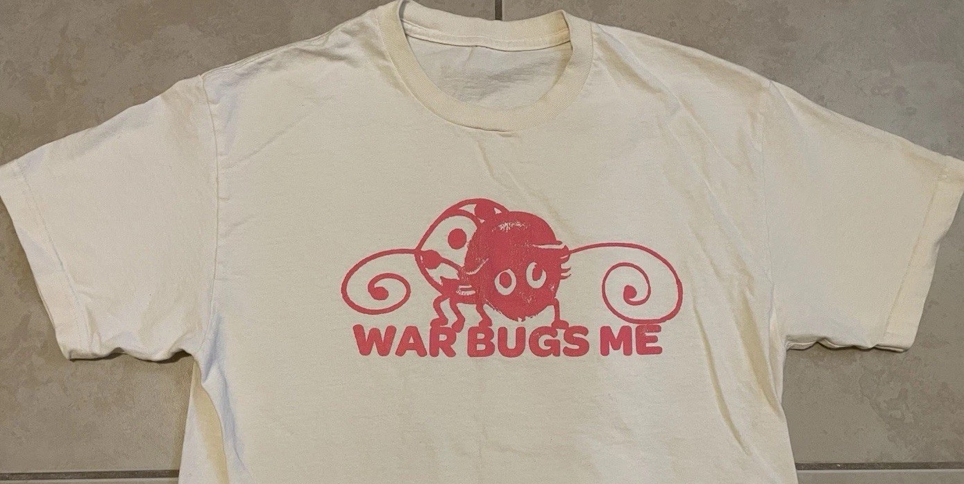 Vtg War Bugs Me Faded Shirt L Peace Hippie Animal Art Nature Army Grunge 90s Y2K gallery