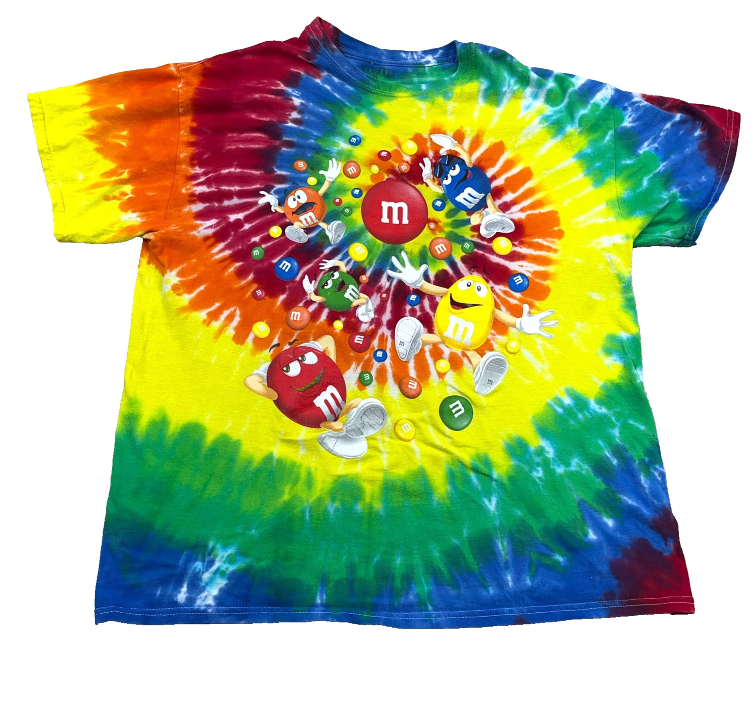 M&Ms Shirt Men XL Tie Dye Rainbow Chocolate Candy Retro Skate Swirl Adult gallery