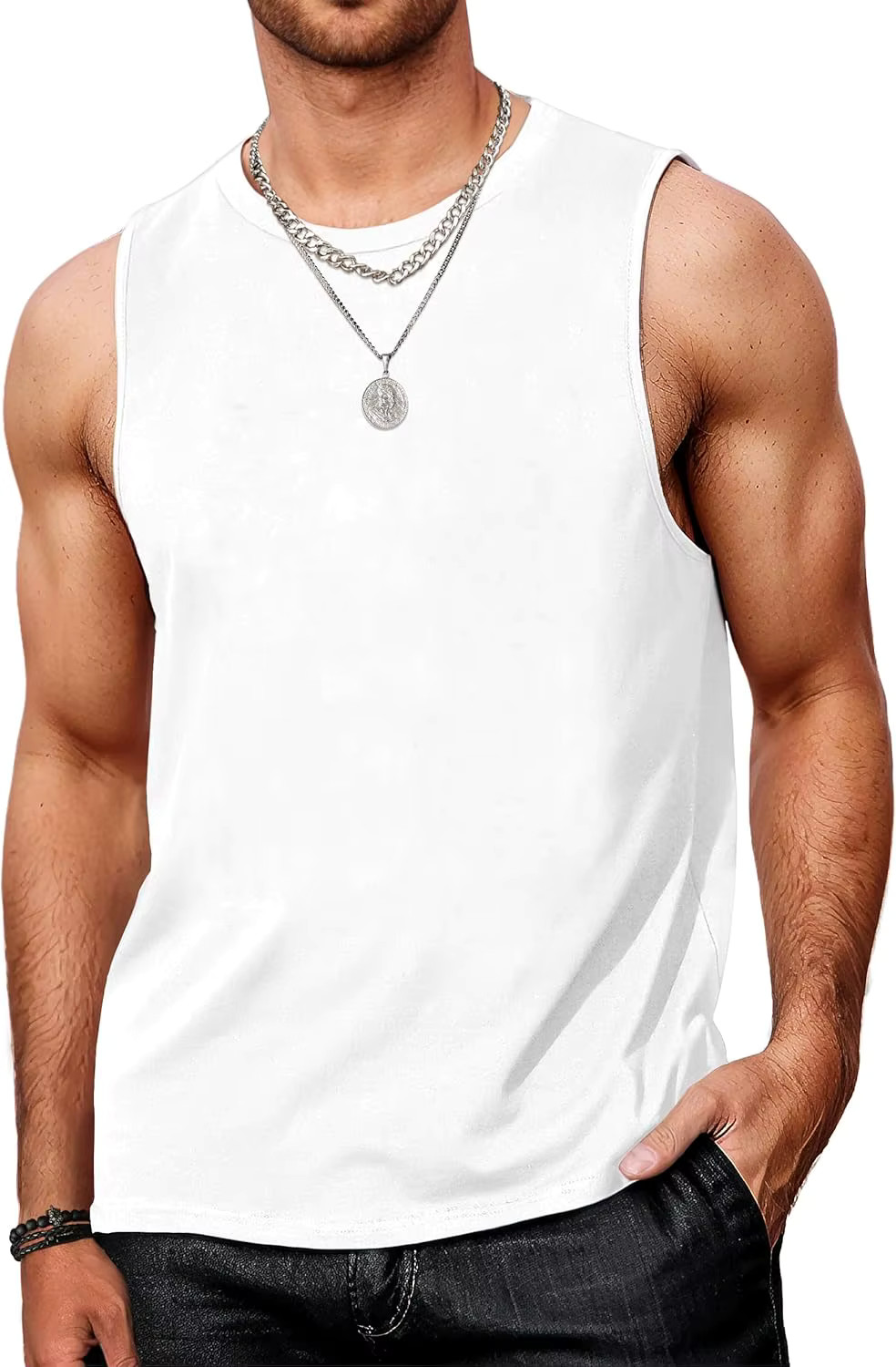 Mens Tank Tops Workout Sleeveless Shirts Quick Dry Polyester Summer T-Shirts Tee gallery