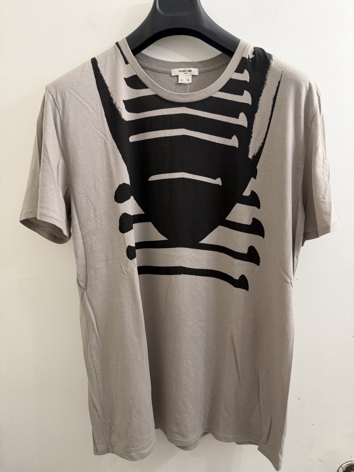 NWT Helmut Lang Men's Gray Graphic Printed Crewneck T-Shirt Size XL 2008 gallery