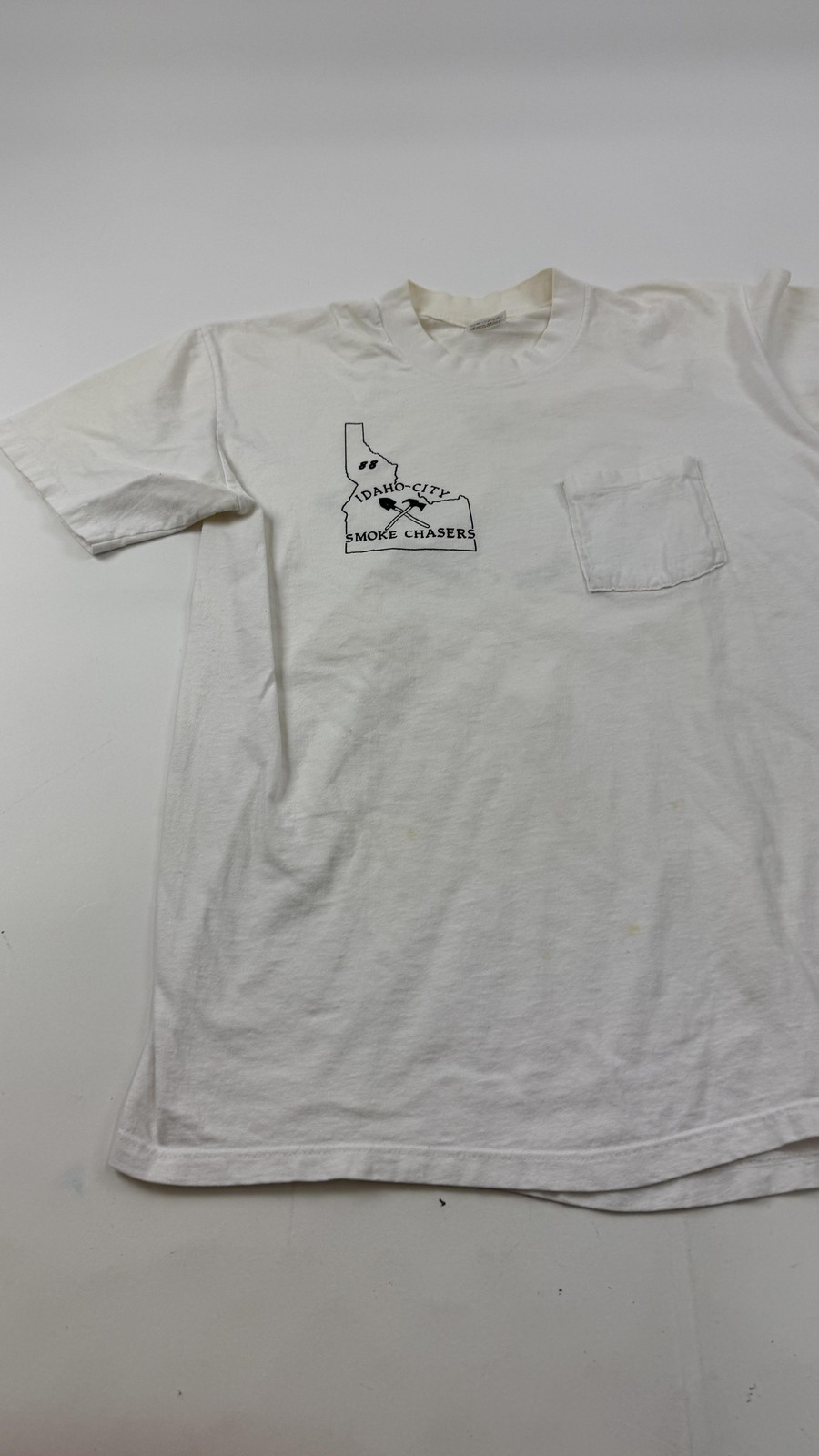Vintage Idaho City Smoke Chasers Shirt Mens Large White Fire Tee Stedman USA gallery
