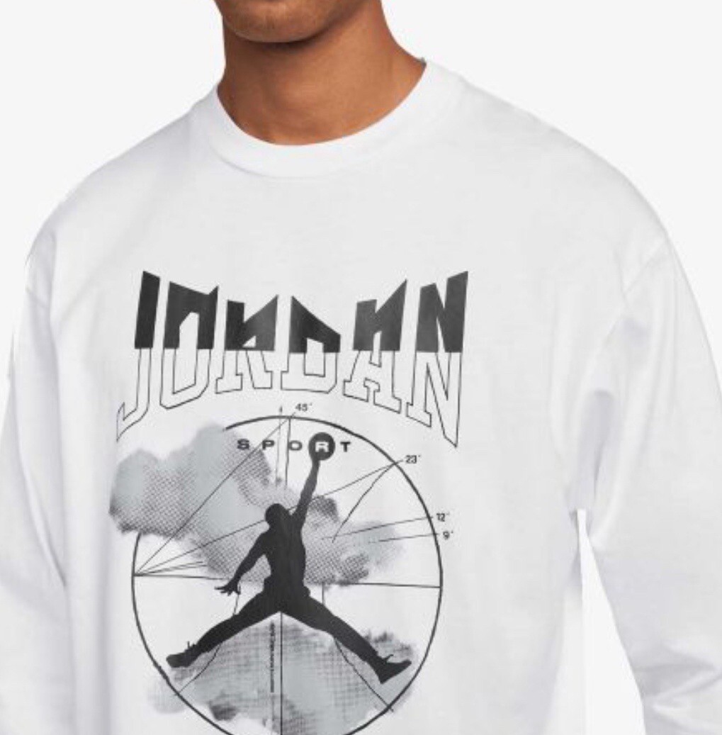 Jordan Sport Men's White Logo Ribbed Cuffs Long Sleeve T-Shirt Size L Brand New gallery