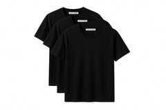 Mens Crew neck 3 Pack Solid 100% Cotton Double Neck Ribbed S-5XL