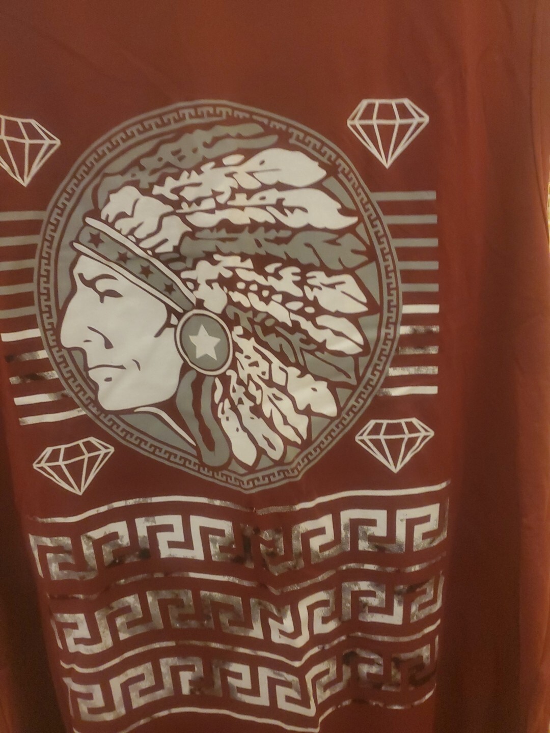 Launder Mens Shirt Size XL Red White Indian Diamonds Hooded Pull On Sleeveless gallery