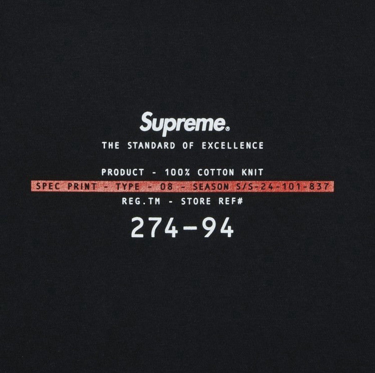 Supreme Standard Tee 'Black' Size XL SS24 Brand New Authentic Ships Fast gallery