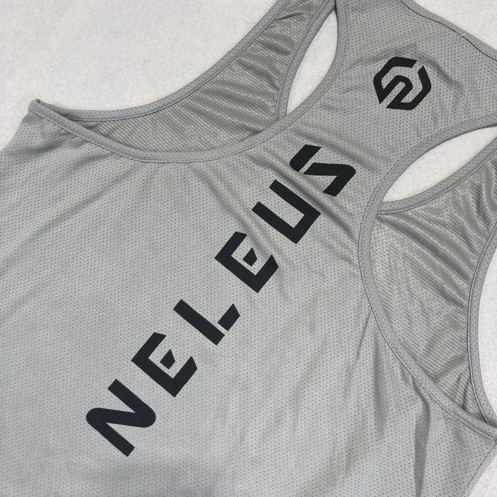 NELEUS 'Dry Fit Logo Muscle' Mesh Tank Top Men's L Gym Workout Exercise Grey NWT gallery