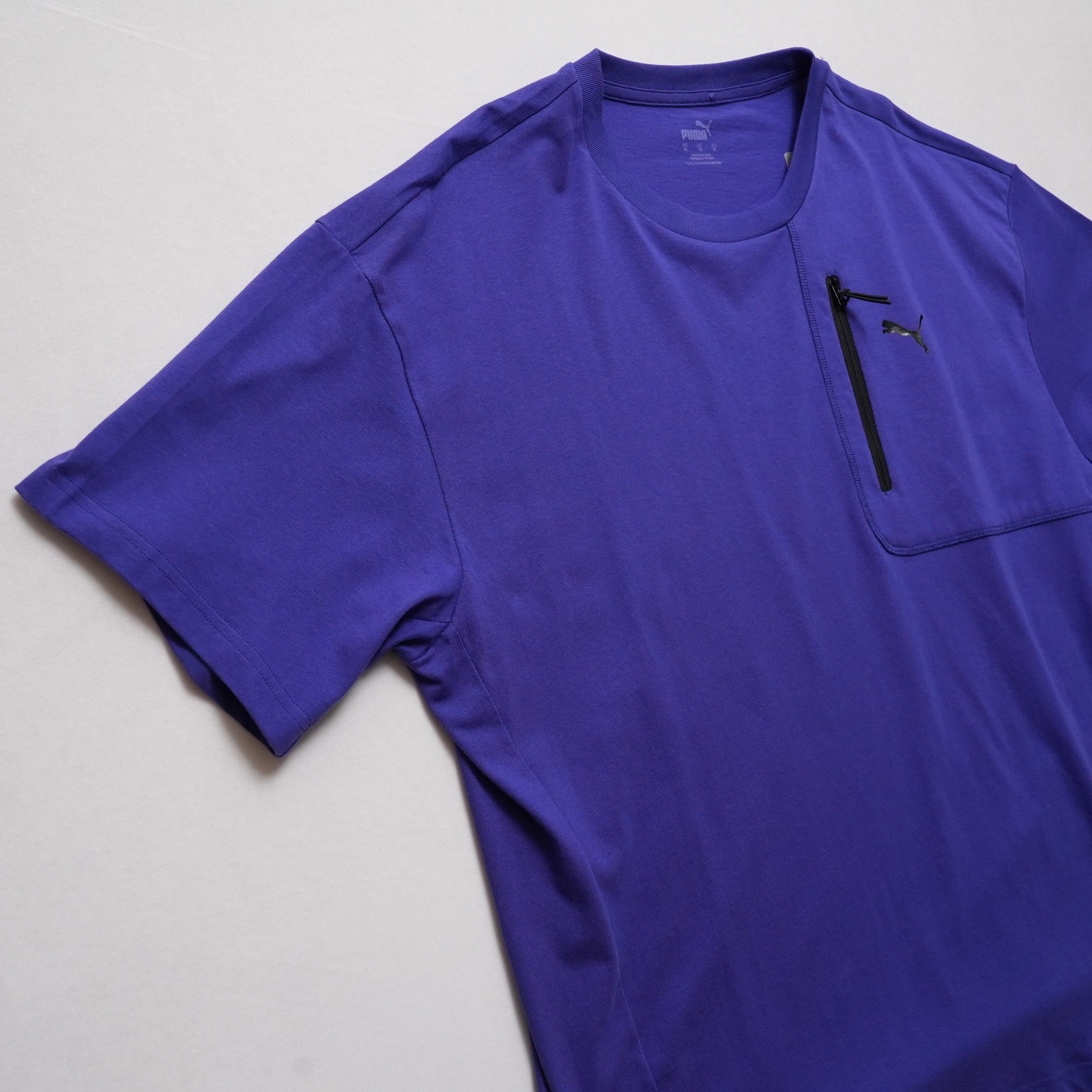 Puma T Shirt Mens XL Open Road Purple Zipper Pocket Athletic Short Sleeve gallery