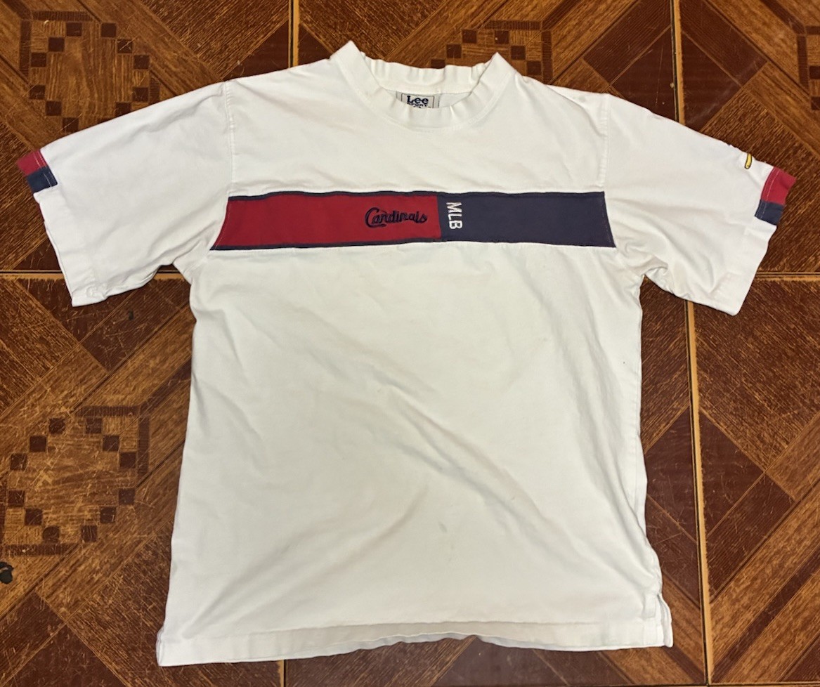 Lee Sport MLB Cardinals Colorblock Crewneck Tee Men’s M Cotton Logo White gallery