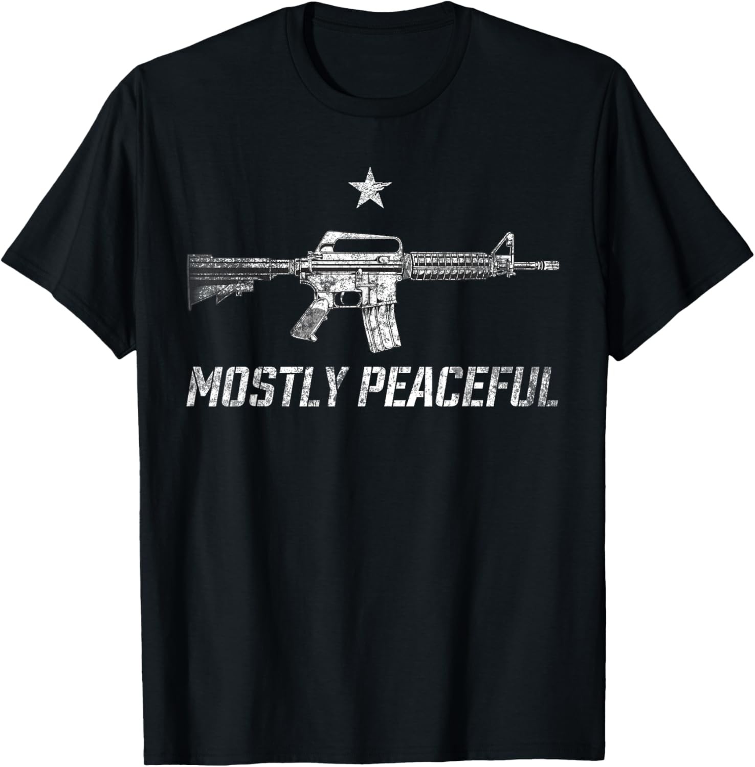 Mostly Peaceful Gun Rights AR-15 Sarcastic 2A Statement T-Shirt gallery