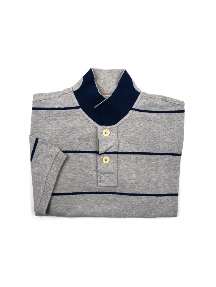 Luigi Borrelli Polo Men’s M/M Mod. B37600R/53971 Striped Grey