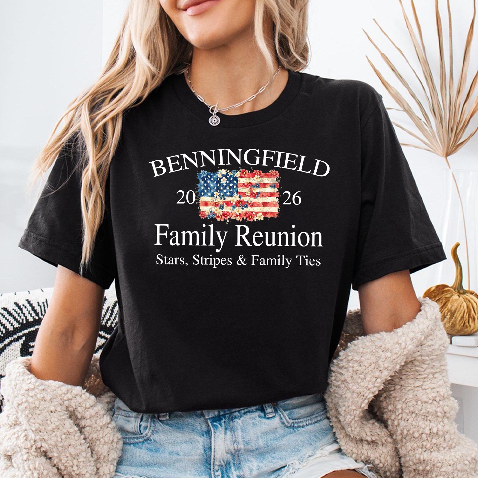 Personalized Family Reunion Shirt Custom Name July 4th Patriotic USA Flag Tee gallery