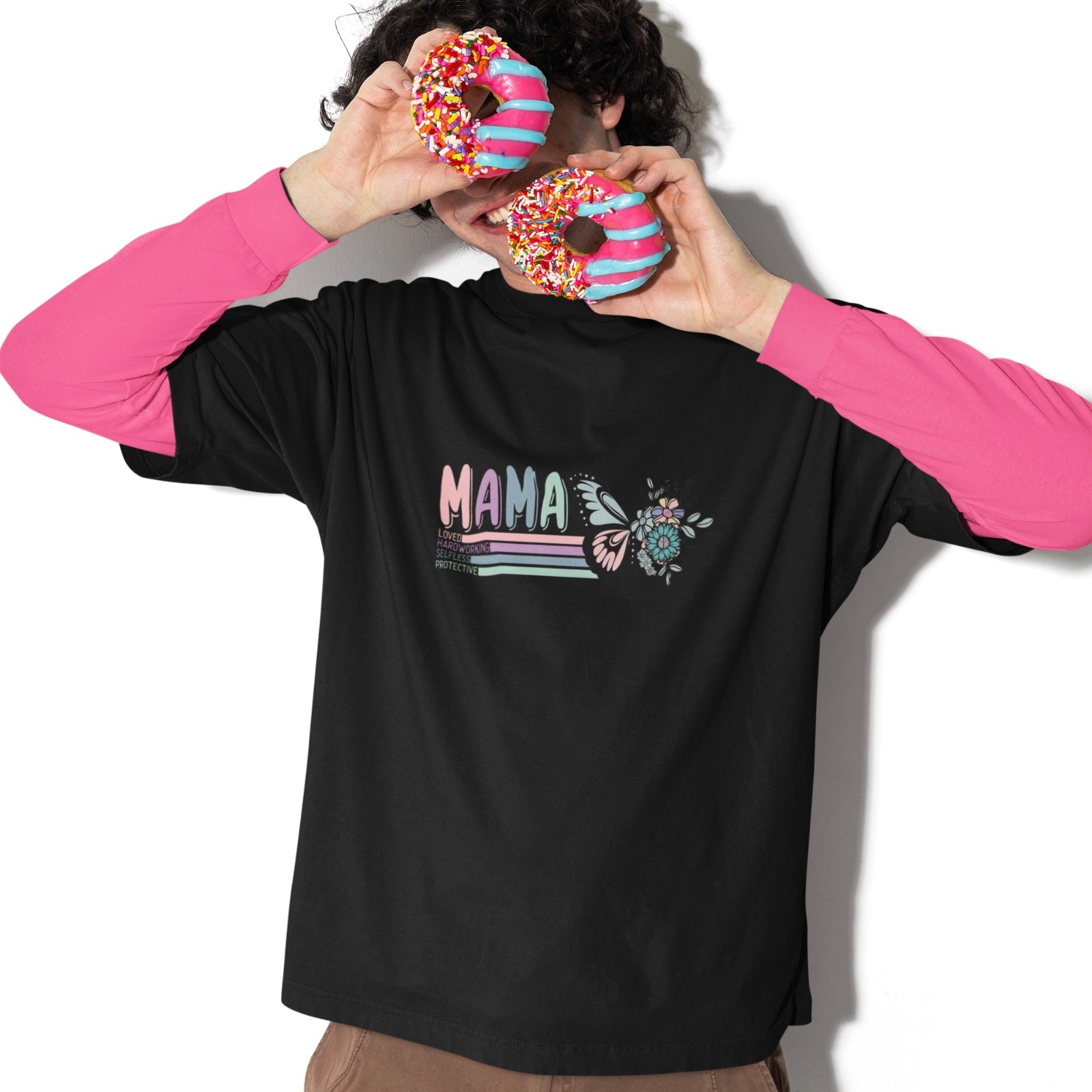 Mama Shirt Butterfly Floral Mom Gift Mothers Day Tee Cute Women Shirt Cotton