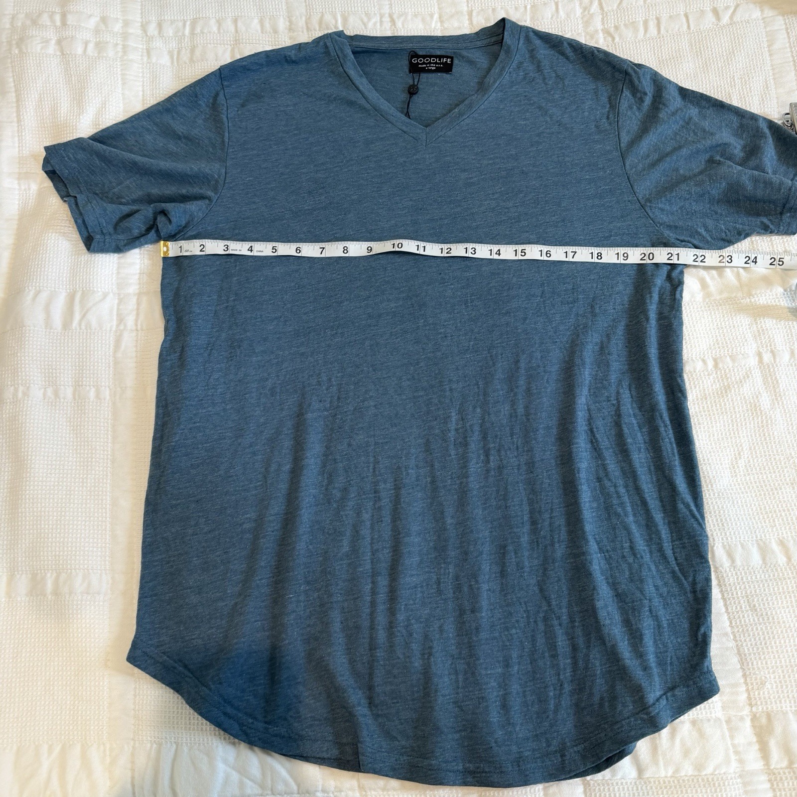 NEW Goodlife Shirt Men’s XL Blue Teal Short Sleeve V-Neck Comfort Heathered gallery