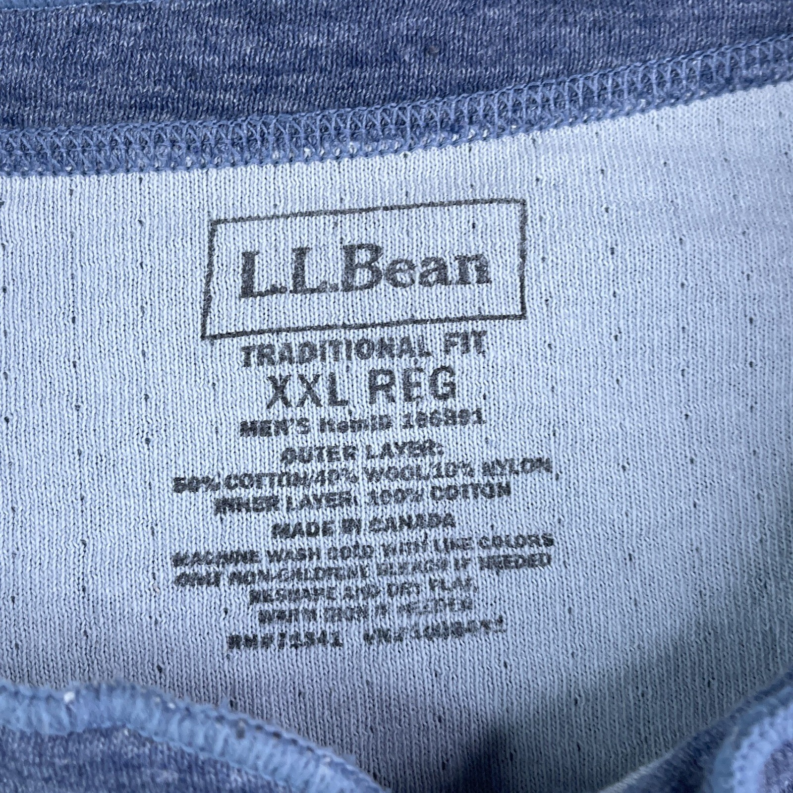 LL Bean Shirt Mens XXL Blue River Driver Henley Wool Blend Thermal Outdoor Top gallery