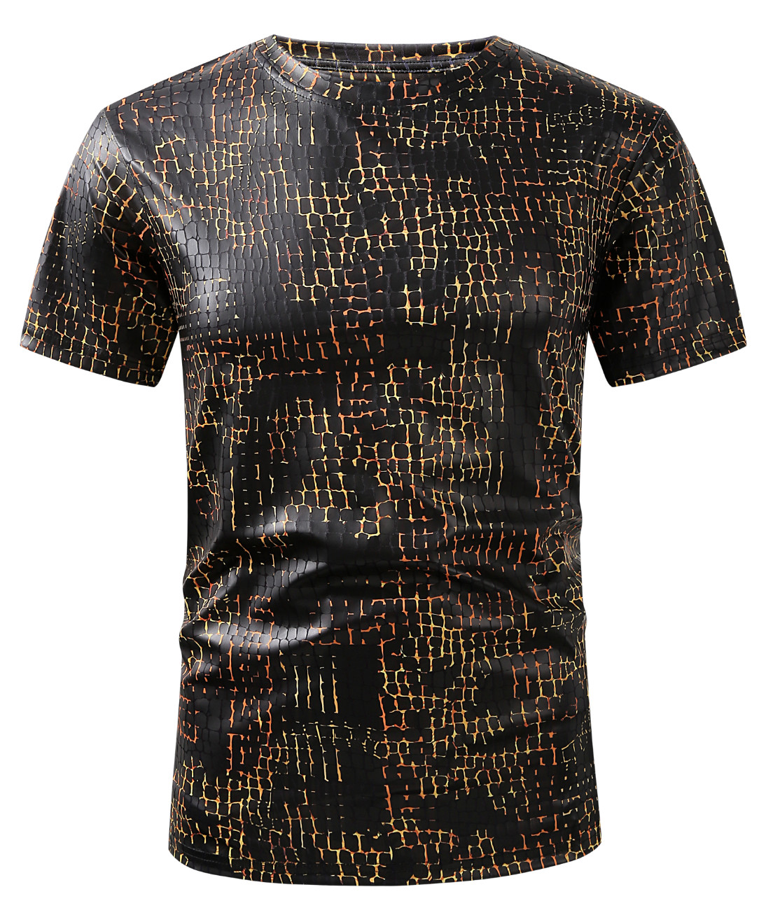 MENS PREMIERE Casual SLIM FIT SHORT SLEEVE SHIRT BLACK GOLD REPTILE NEW NWT 201B gallery