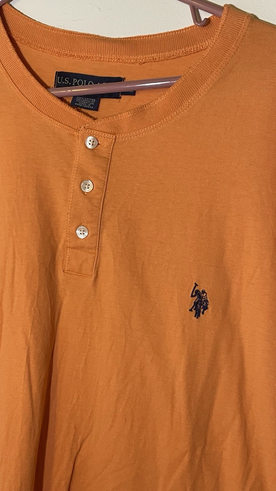 U.S. Polo Assn. Men’s Orange Solid Logo Button Henley Knit Tee XXL gallery