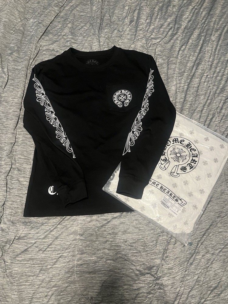 Chrome Hearts Men’s Black Cotton Logo Graphic Print Long Sleeve T-Shirt S