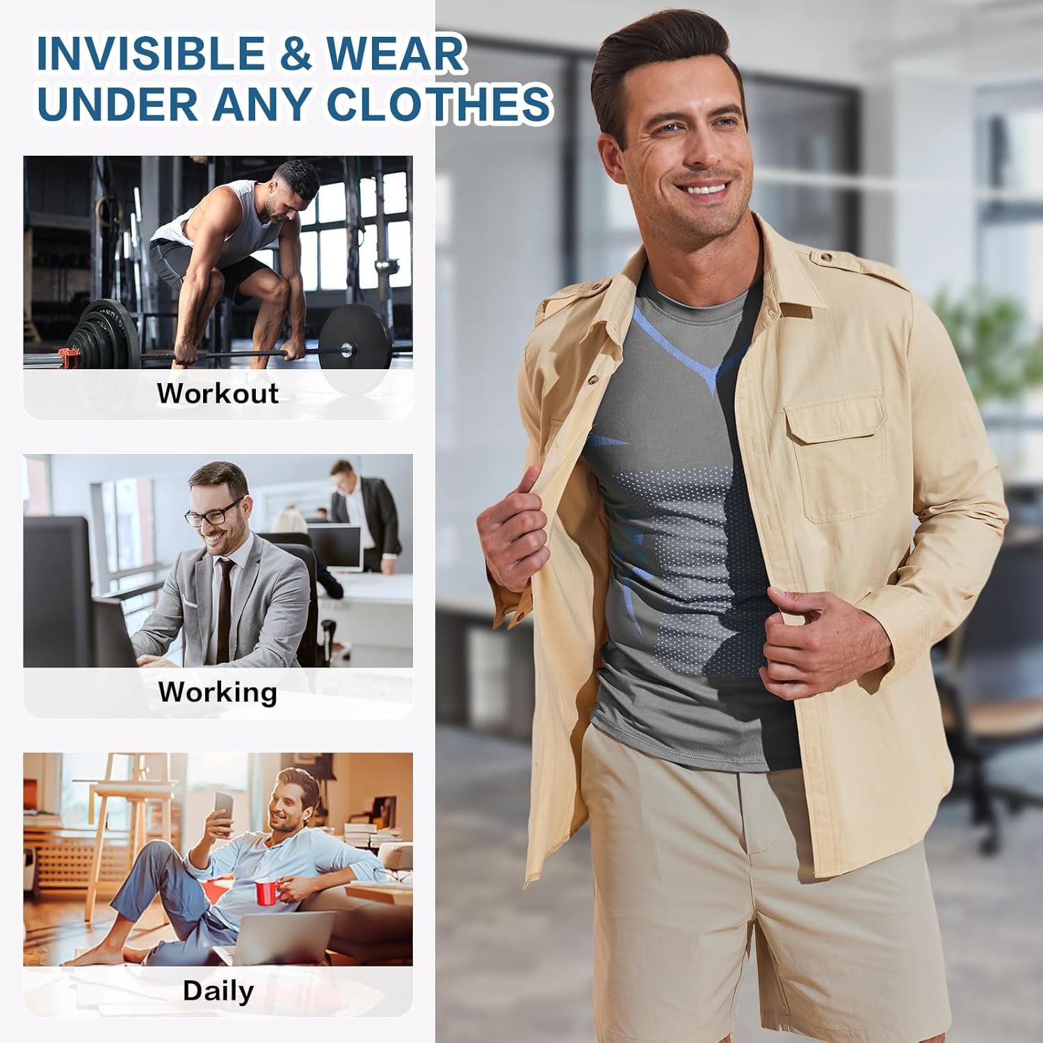 Men's Compression Shirt Ionic Shaping Sleeveless Vest Sports Base Layer Tank Top gallery