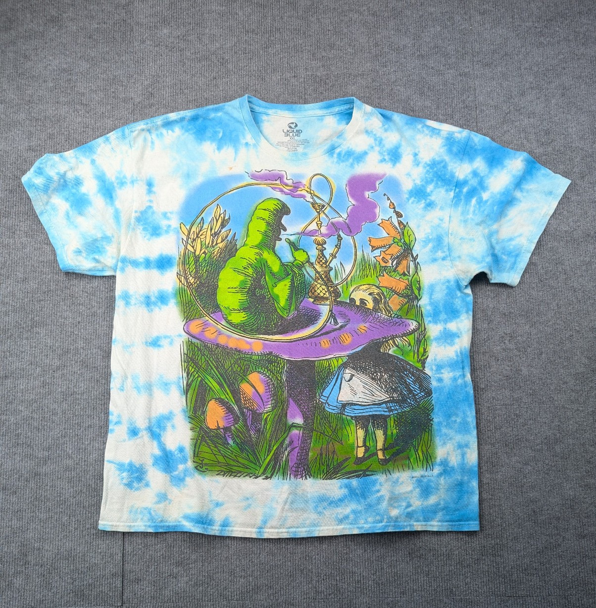 Liquid Blue Alice In Wonderland Shirt Men XXL Tie Dye Blue Retro Cartoon Graphic gallery