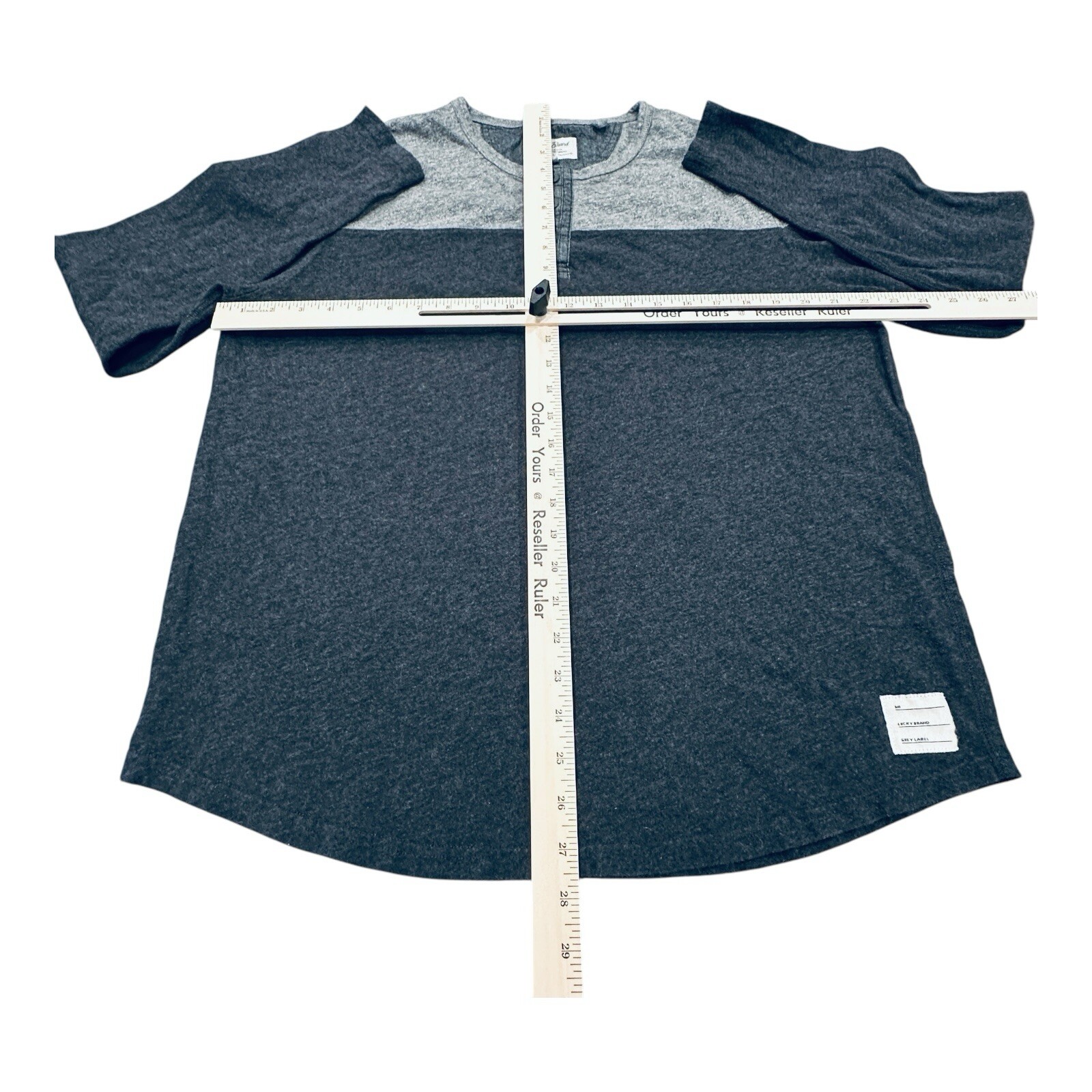 Lucky Brand Grey Label Henley Shirt Men's 2-Tone Long Sleeve Casual Tee - XL gallery