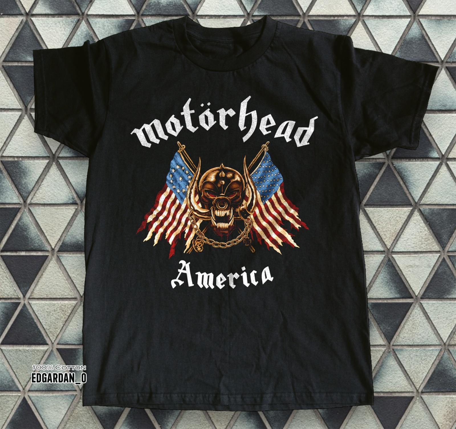 Motorhead Logo Amirica Flag Black Unisex T-shirt Size S-5XL gallery