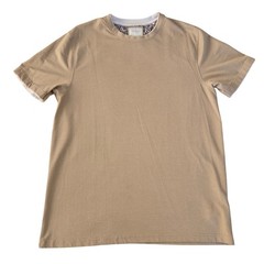 Crew Neck Waffle Textured Patterned Soft Cotton Blend Tee Inner Collar Lining L
