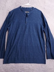Bugatchi Shirt Mens Extra Large Ooohcotton Tech Band Collar Henley Performance