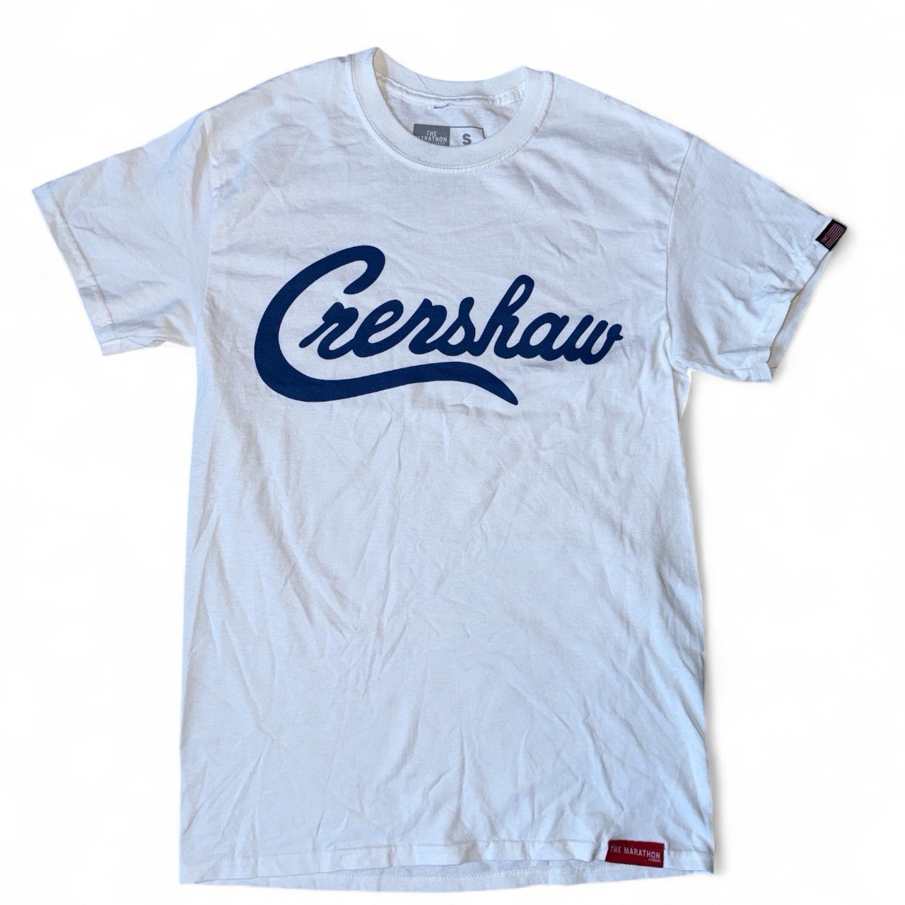 The Marathon Clothing Nipsey Hussle CRENSHAW Shirt White Blue Mens Size Small gallery