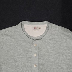 Faherty Henley Shirt Men Medium Green Heather Short Sleeve Stretch Cotton Casual