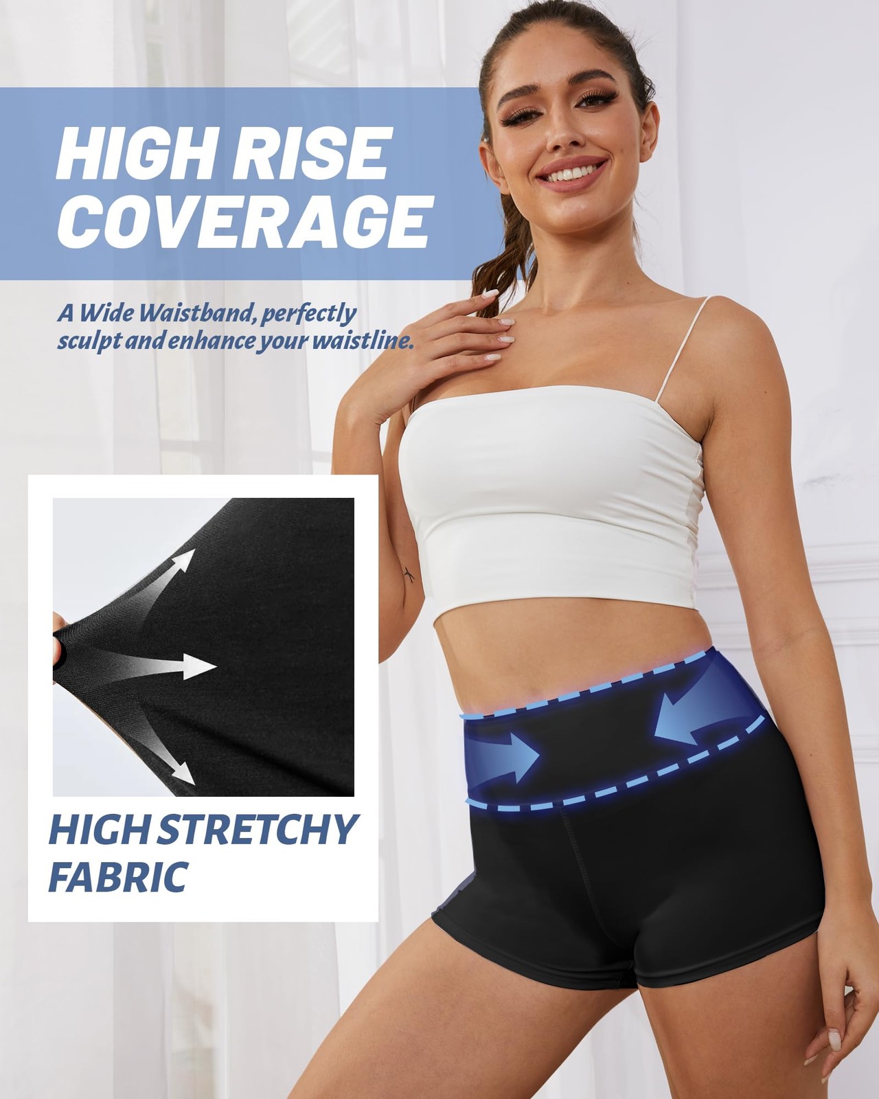 2 Pack Biker Shorts for Women - 3"/5"/8" Booty Volleyball High Waisted Black ... gallery