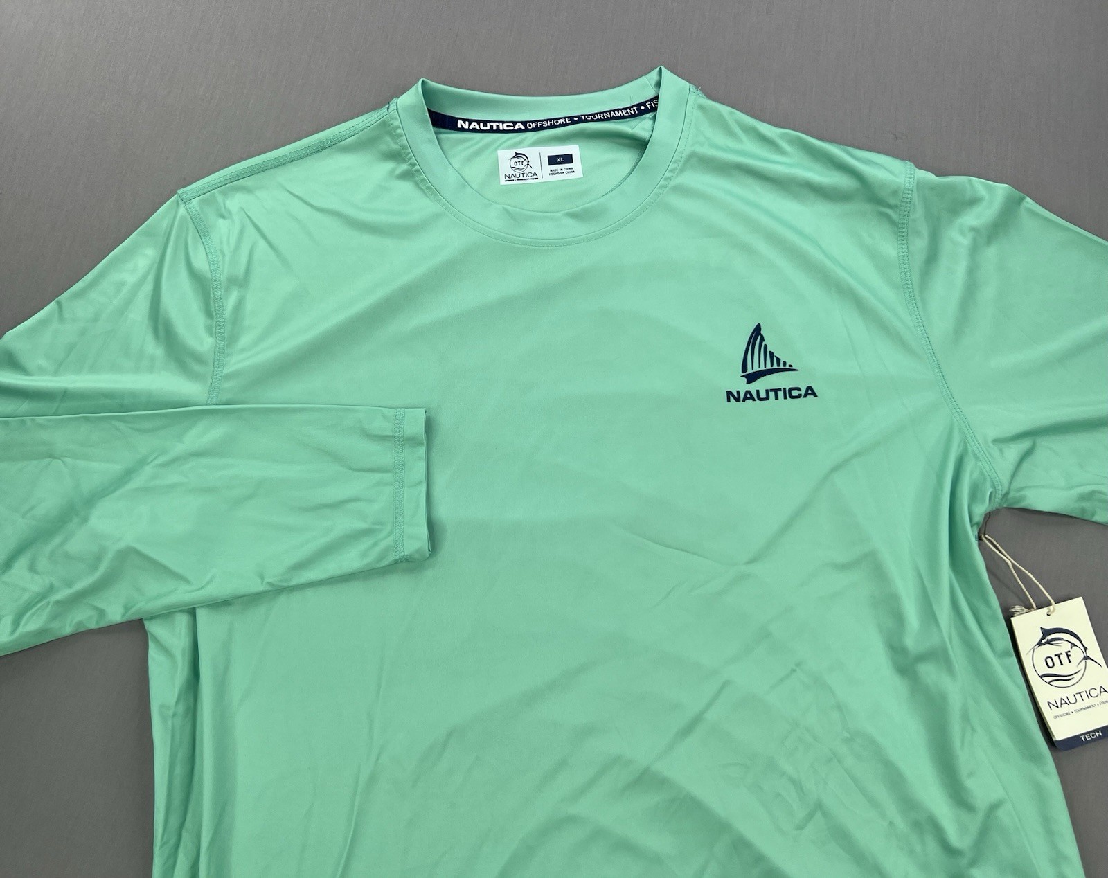 Nautica Mens OTF LS Performance Seas The Moment Fishing Shirt UPF 50+ Sz XL