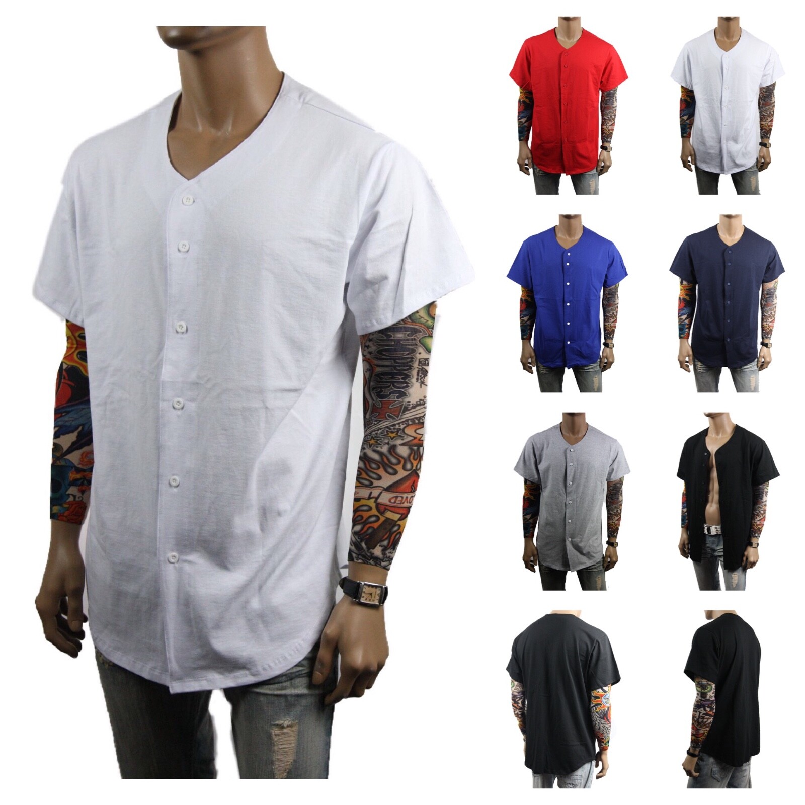 Men Baseball T-Shirt Cotton Jersey Plain Solid Sports Team Raglan Tee S-3XL gallery