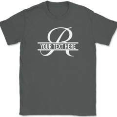 Letter R Monogram Your Text Here Custom T-Shirt Personalized Family Gift Tee