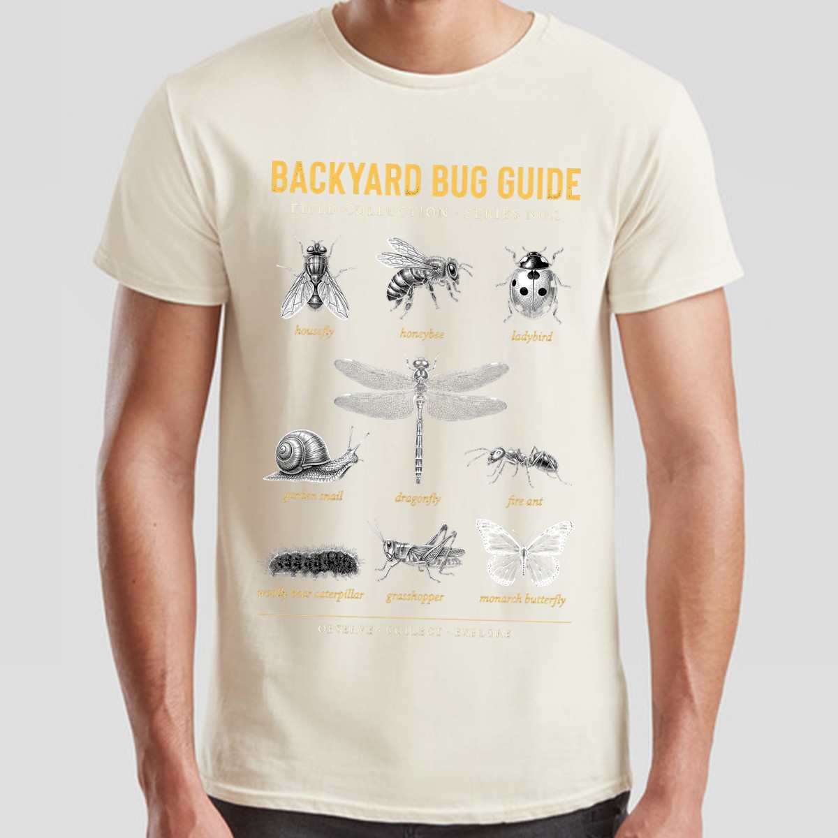 Mens Insects Hand Sketch T Shirt Nature Art Design Graphic Tee gallery