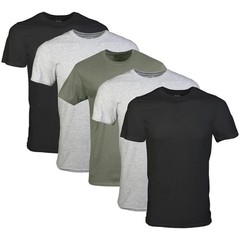 5-Pack Men’s Crew 100% CottonT-Shirts,2X-Large Black/Sport Grey/Military Green