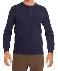 Mens Cotton Grandad Neck 3 Button Long Sleeve Sweater Black Blue White Grey Top