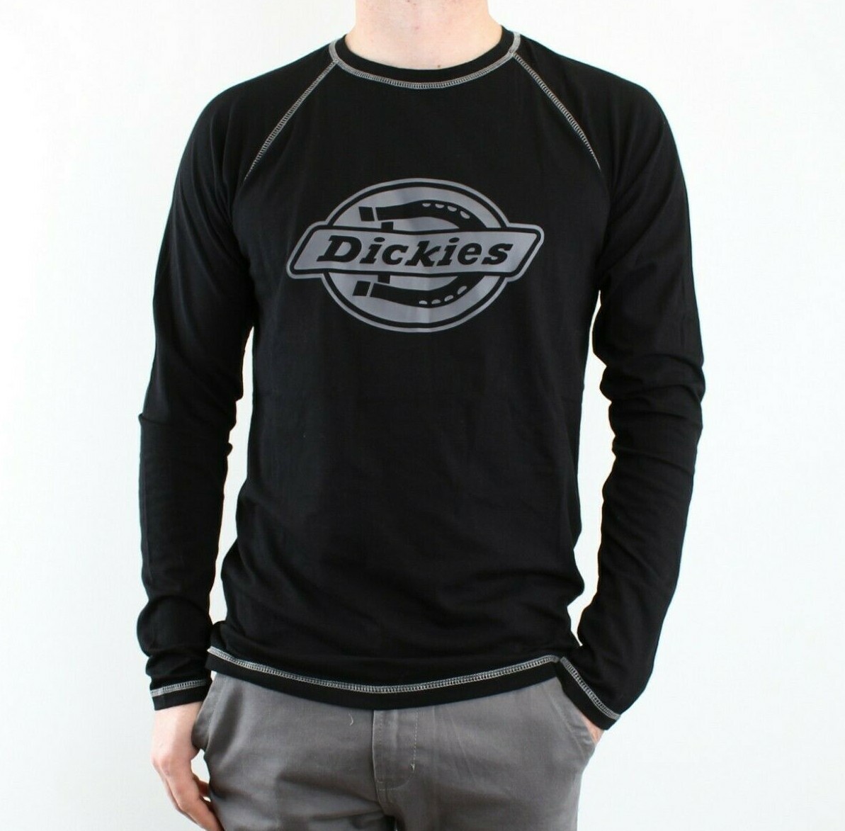 Dickies Atwood Men's Long Sleeve T-Shirt, Relaxed Fit, Graphic Chest Logo, Black gallery