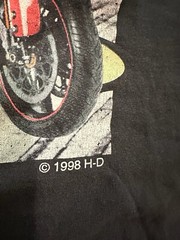 Vintage Rare Harley Davidson Tee Large 1998 Motorcycle Racing Small Hole See Pic