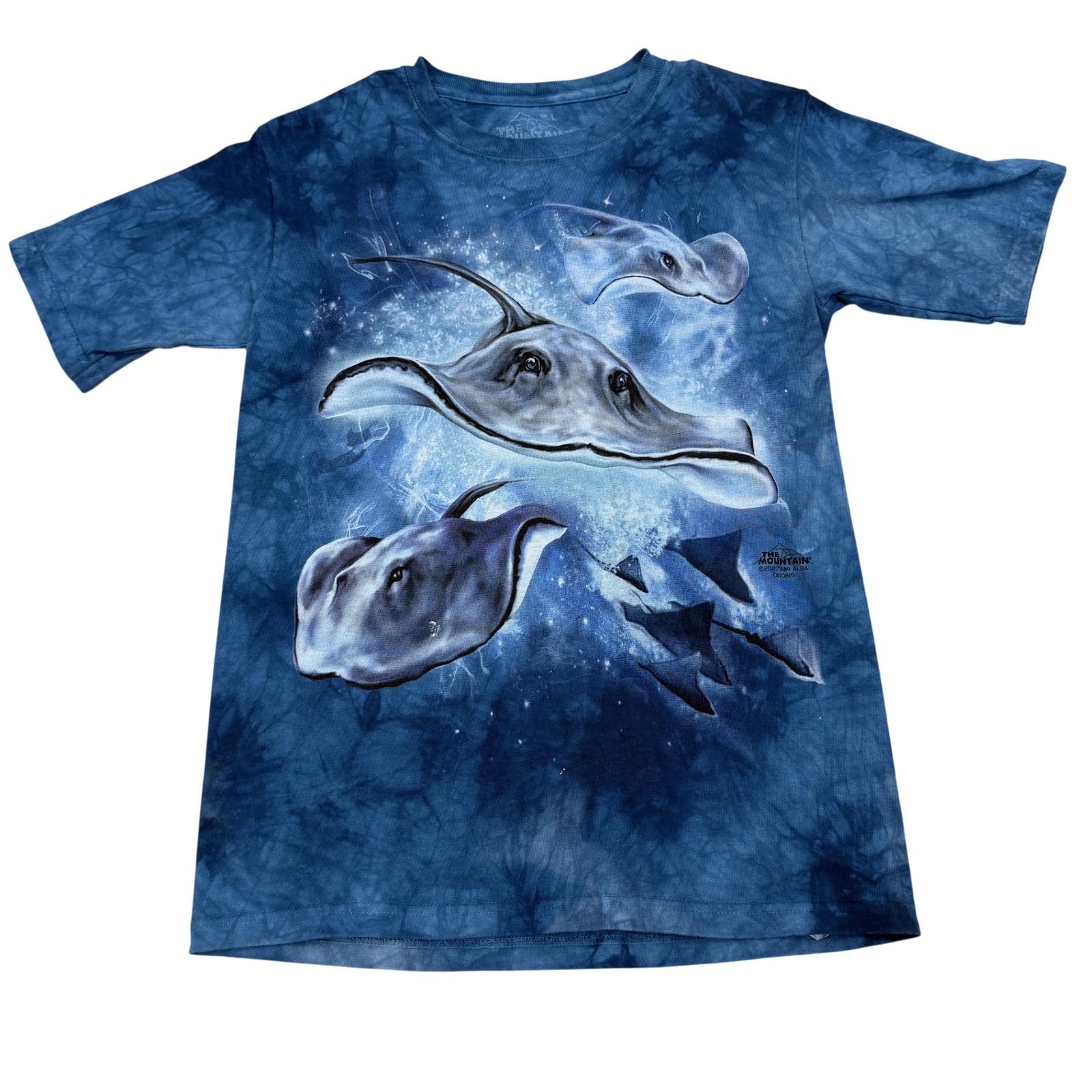 The Mountain Shirt Youth Large Blue Stingray Ocean Graphic Tie Dye Sea Life Tee