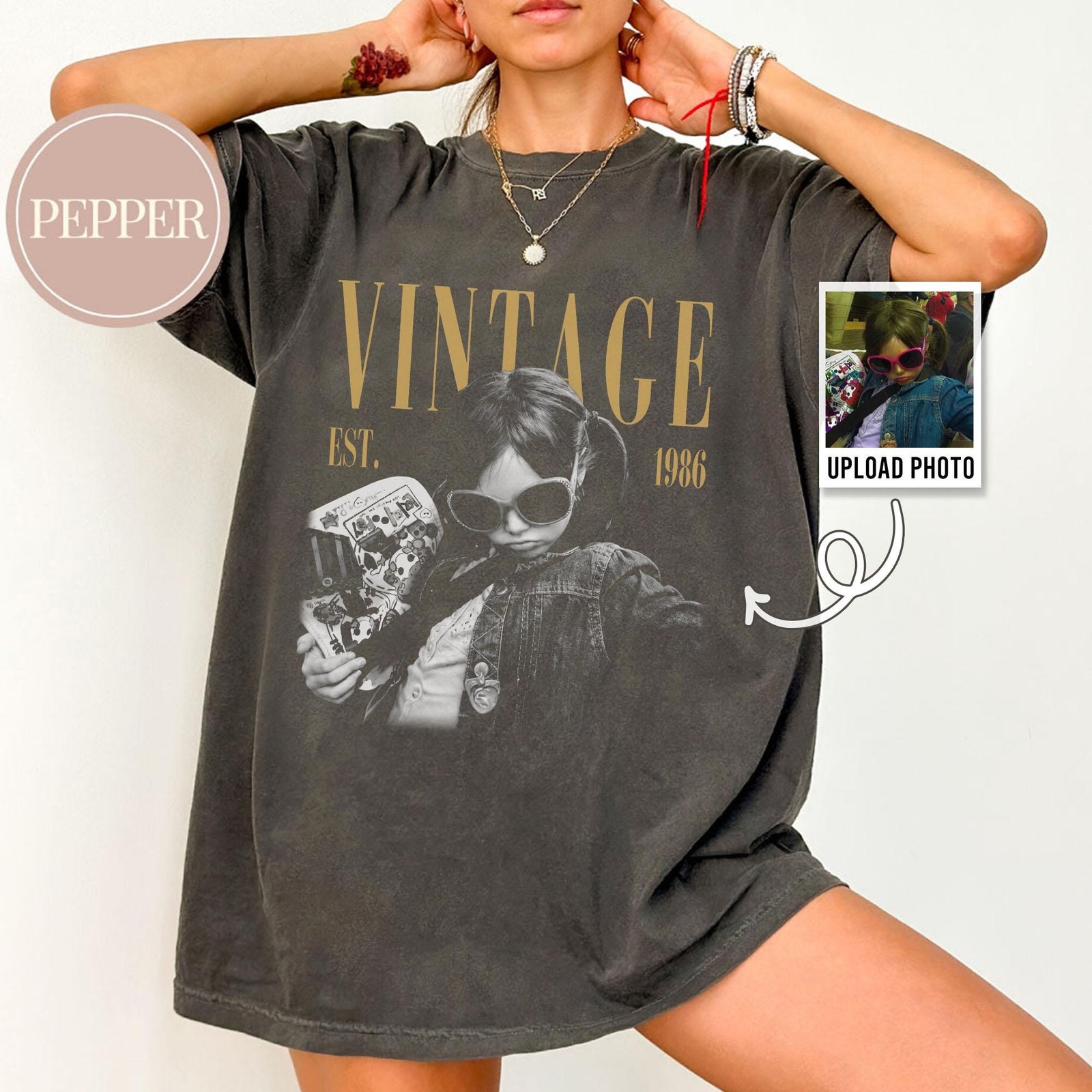 Personalized Vintage Photo Year Shirt Custom Birthday Gift Tee gallery