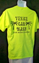 Venice Car Wash Neon Yellow JERZEES T-Shirt Adult Medium 100% Cotton EUC