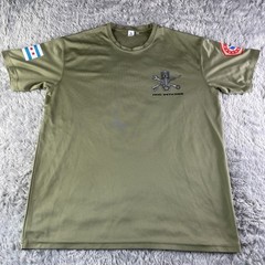 Army Combat Unit Shirt Mens Large Green Operation Spartan Shield Kuwait Skull