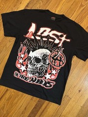 Lost Hills Skull Flame Graphic Tee Black Size Large Double Sided Streetwear NWOT