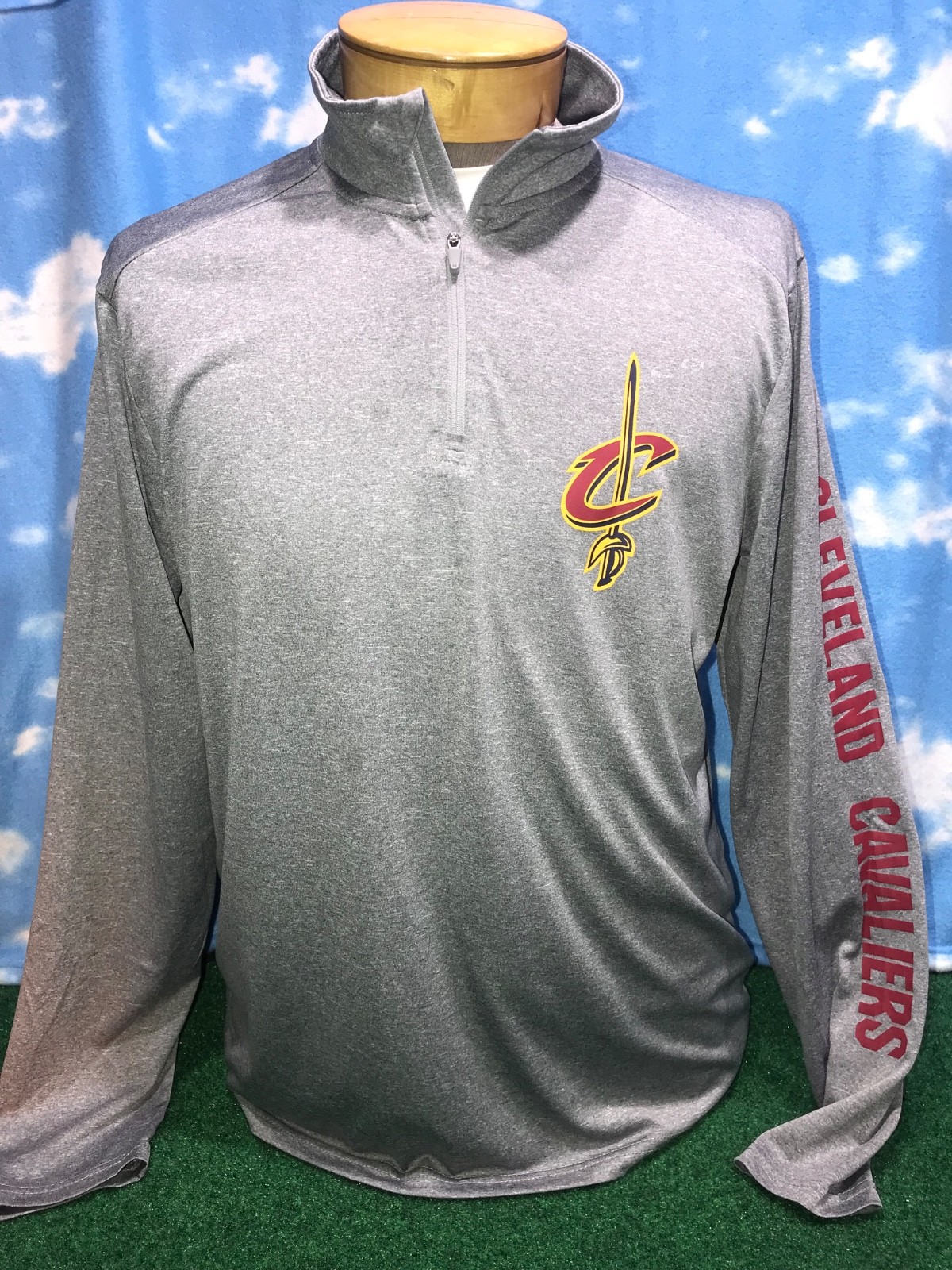 Cleveland Cavaliers LightWeight Jacket Large L NBA Gray 1/4 Zip Pullover C37 gallery