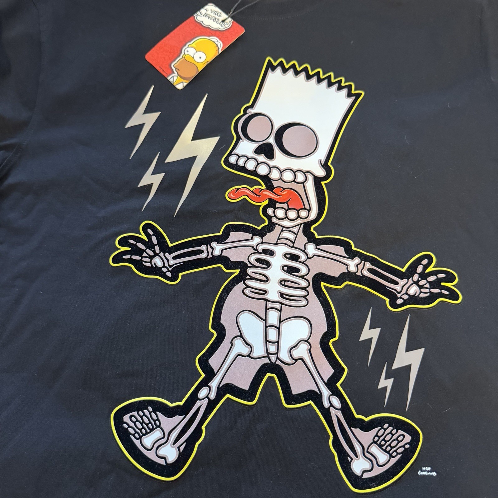 New Bart Simpson ELECTROBART T Shirt Mens XL Reflective Patch Matt Groening Rare gallery