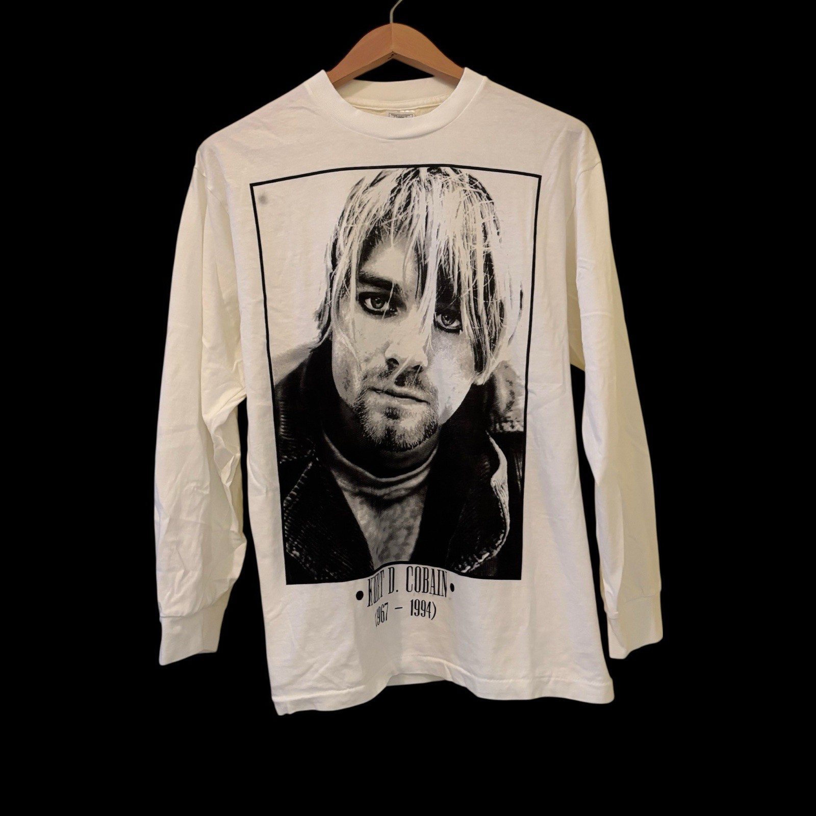 Vintage 1994 Nirvana Kurt Cobain Memorial 90s Band White RARE Sz L Shirt REPRINT