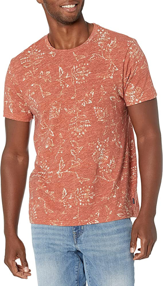 Lucky Brand Men’s Short Sleeve Crew Neck Batik Print Tee, Multi, Siza XXL