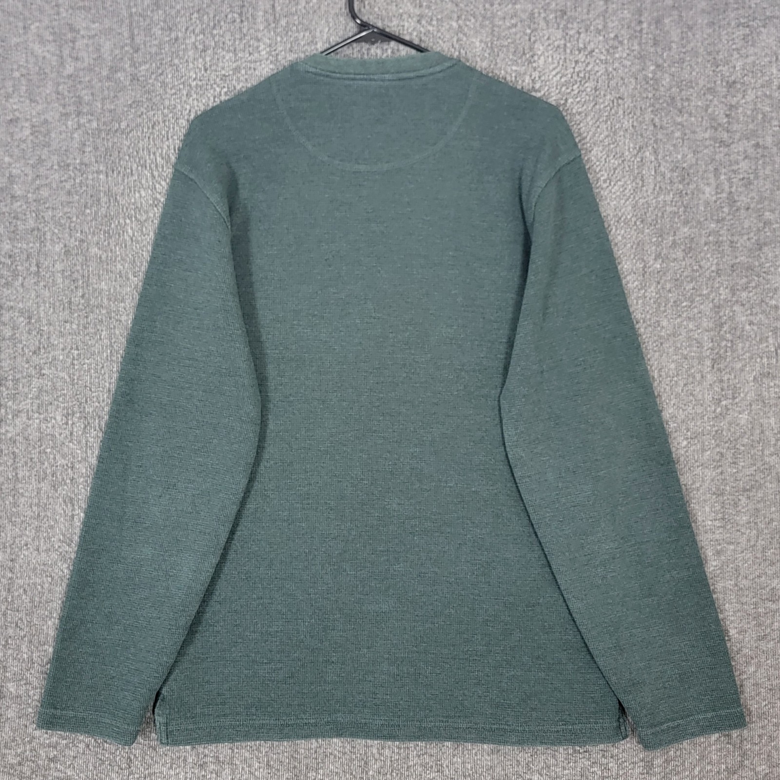 Weatherproof Vintage Henley Shirt Mens L Green Long Sleeve Thermal Waffle Knit gallery